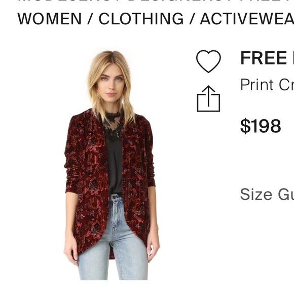 Free People Burgundy Velvet Jacket - Picture 10 of 10